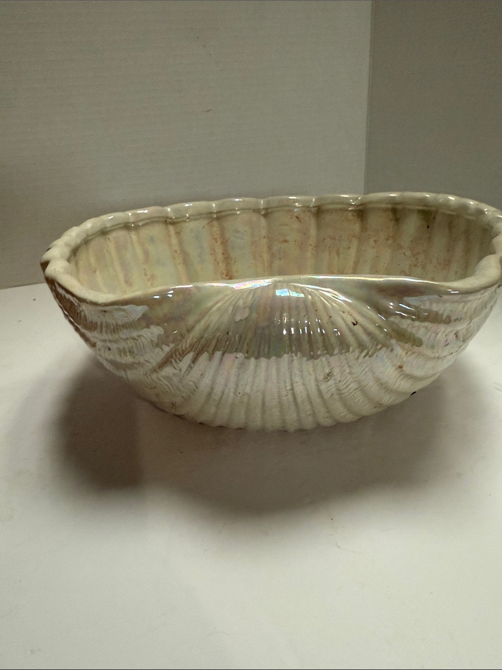 Iridescent Ceramic Shell Bowl - White - Picture 3 of 5